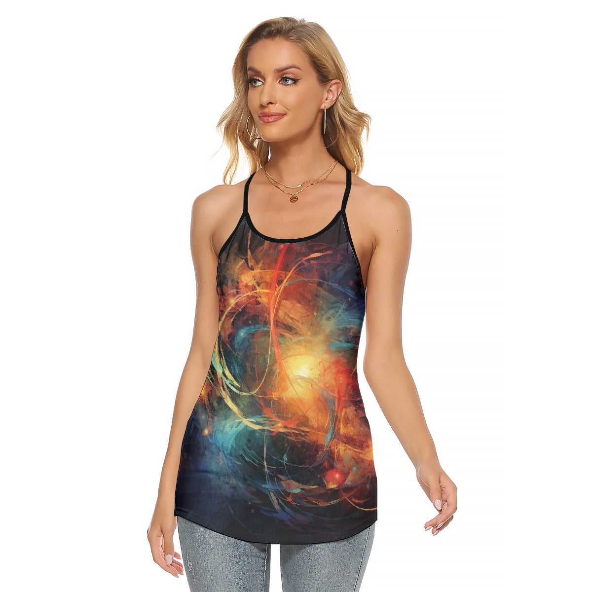 All-Over Print Women's Criss-Cross Open Back Tank Top