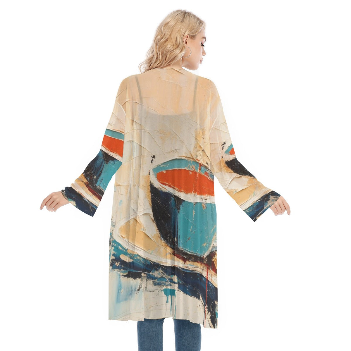 All- Over Print Women's Long Sleeve Mesh Cardigan