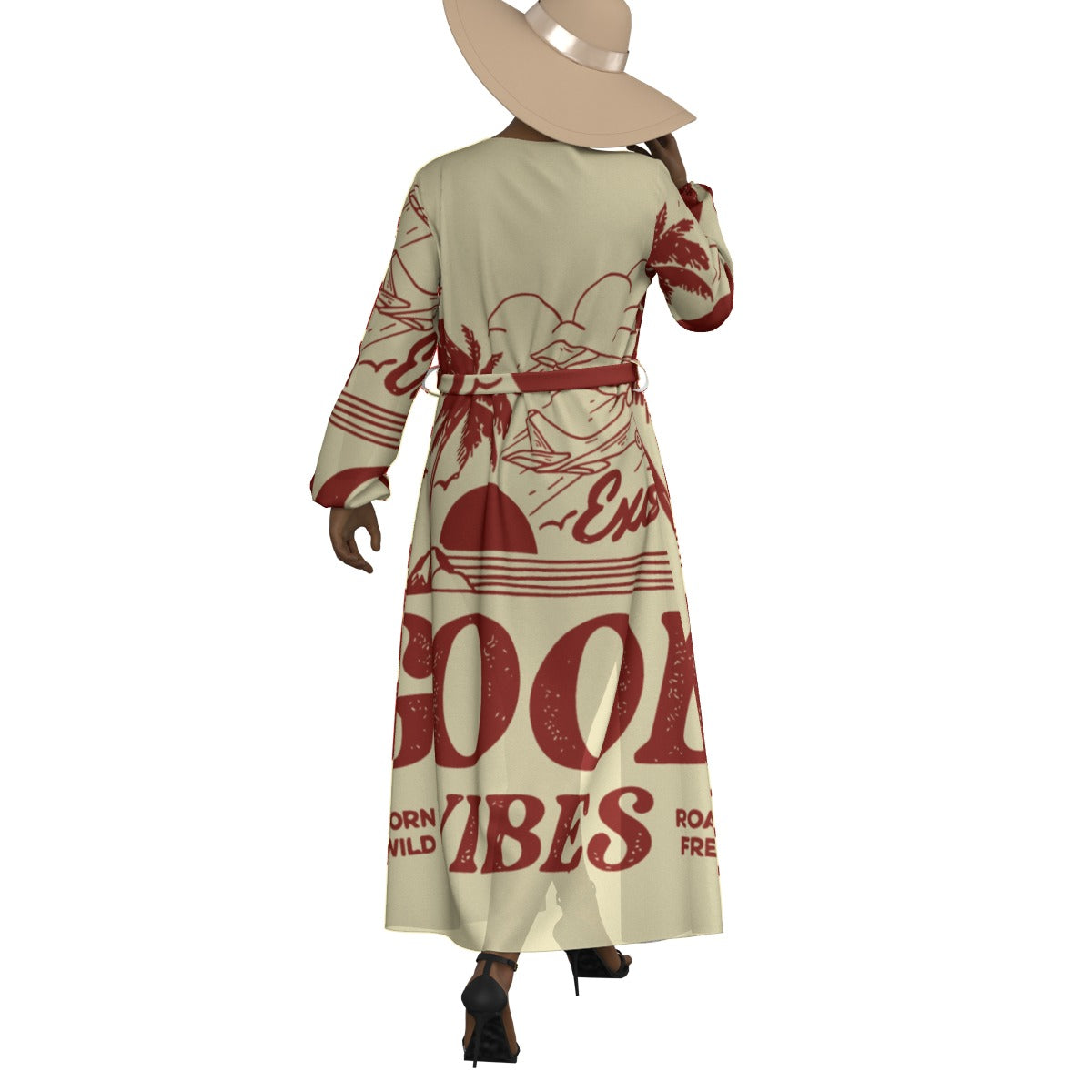 All-Over Print Women's Lace-up Chiffon Robe