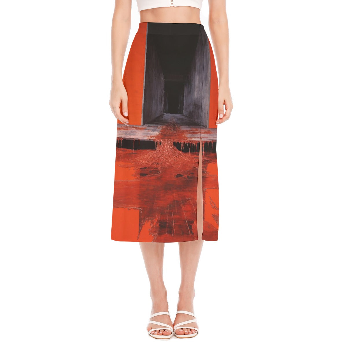 All-Over Print Women's High Slit Long Skirt