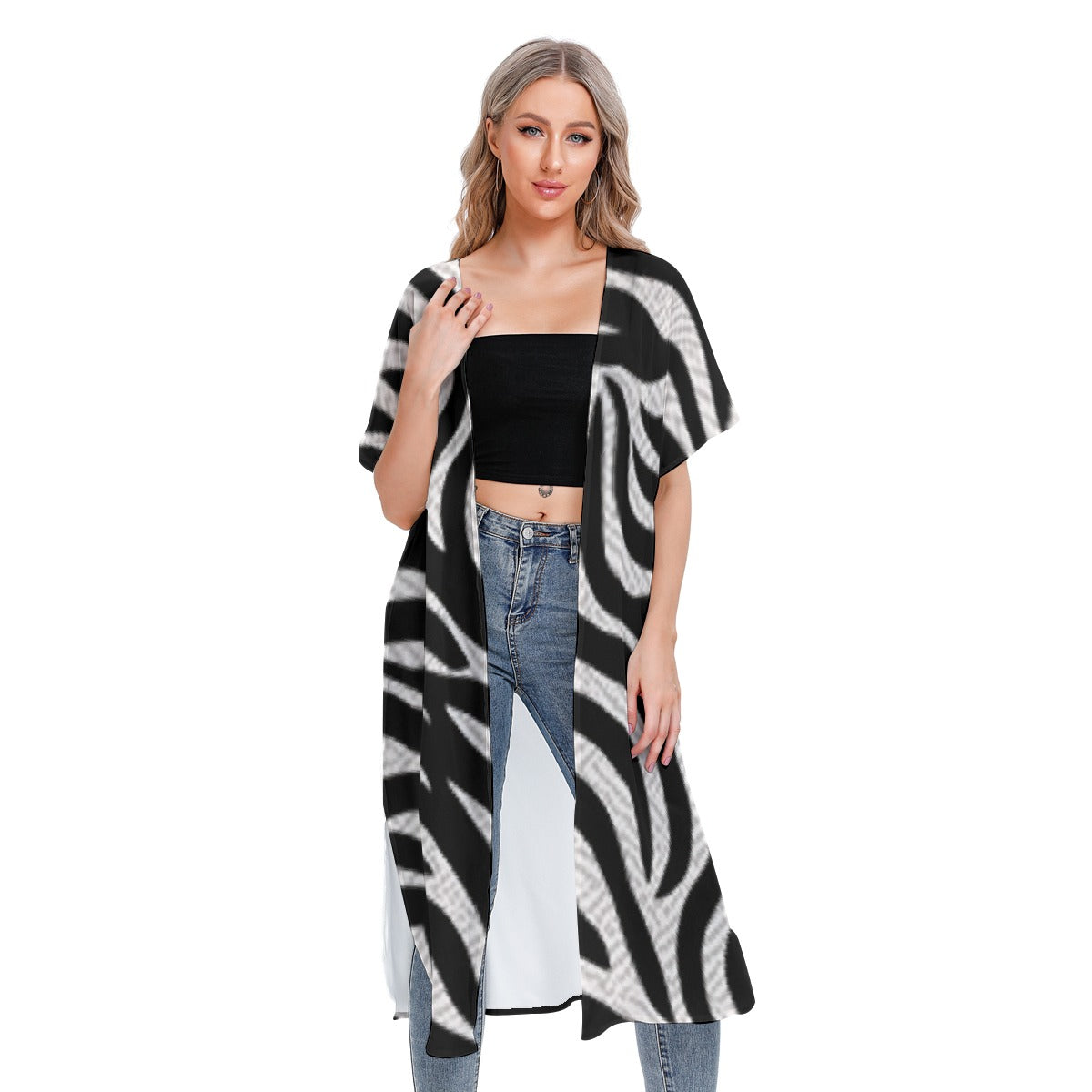 All-Over Print Women's Short Sleeve Cardigan