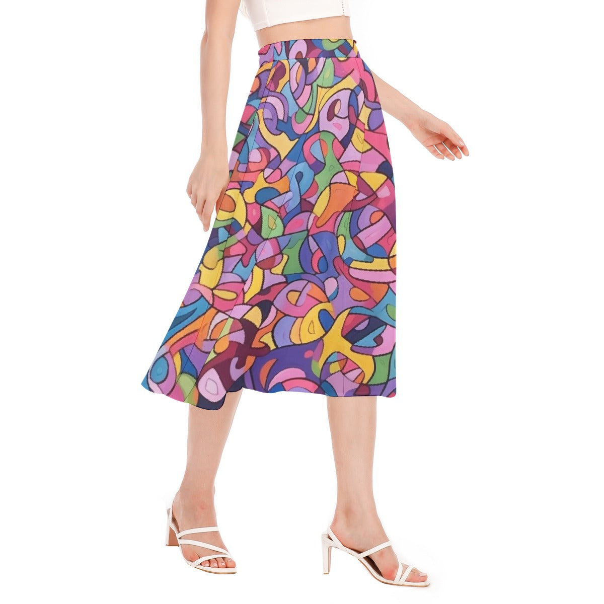 All-Over Print Women's Long Section Chiffon Skirt