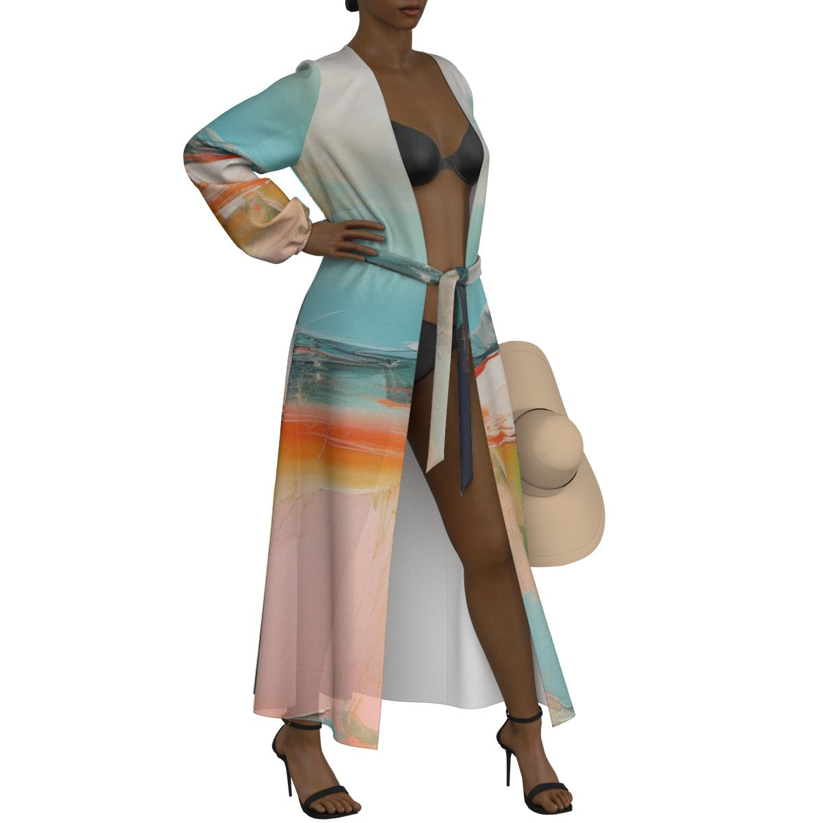 All-Over Print Women's Lace-up Chiffon Robe