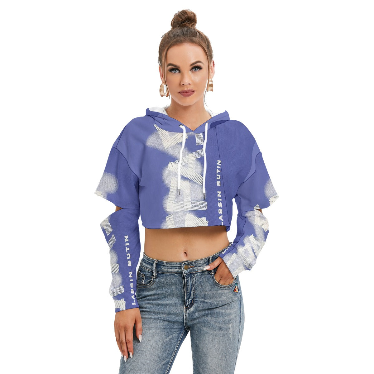 All-Over Print Women's Heavy Fleece Hoodie With Hollow Out Sleeve