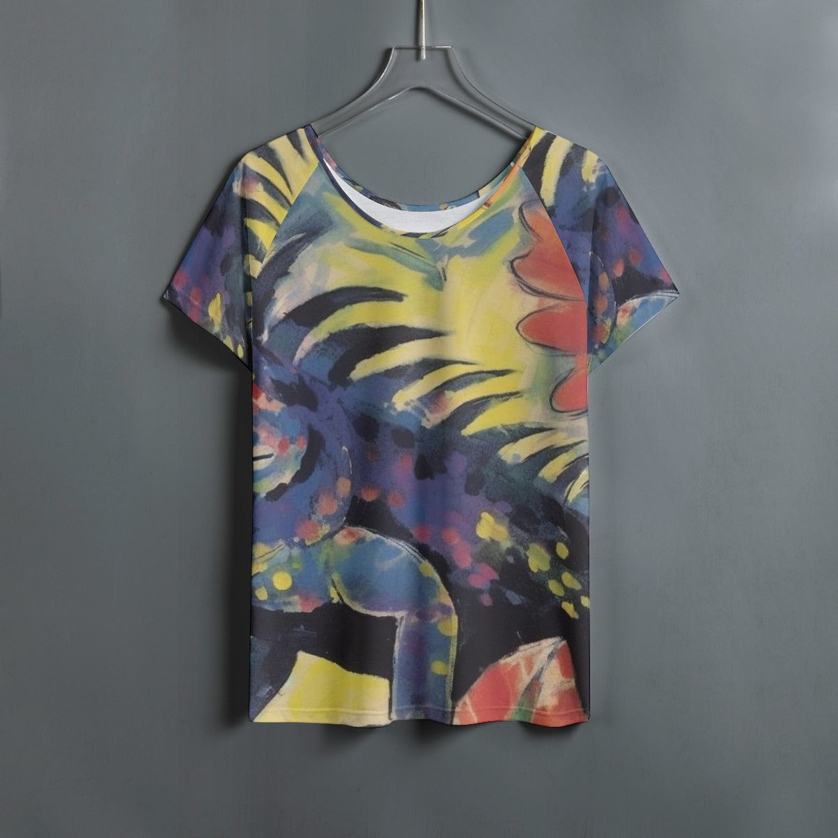 All-Over Print Women's Round Neck T-shirt With Raglan Sleeve