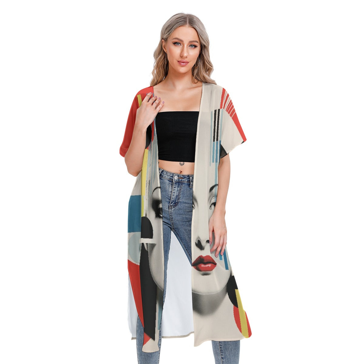 All-Over Print Women's Short Sleeve Cardigan