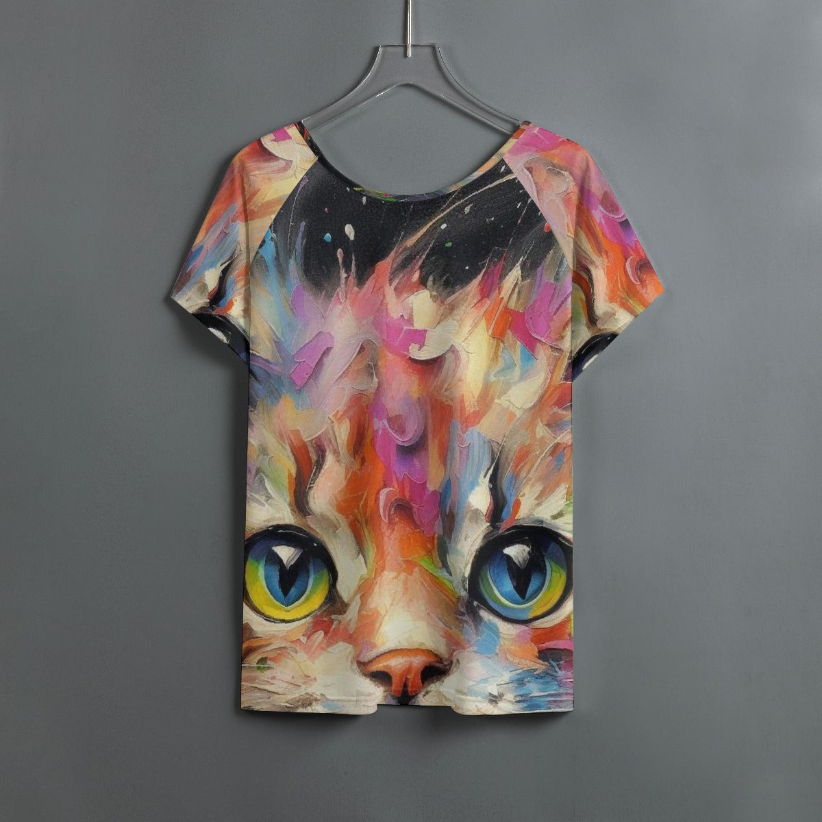 All-Over Print Women's Round Neck T-shirt With Raglan Sleeve