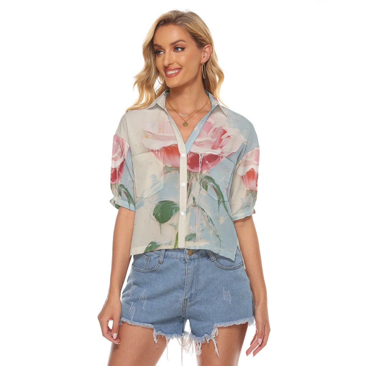 All-Over Print Women's V-neck Shirts