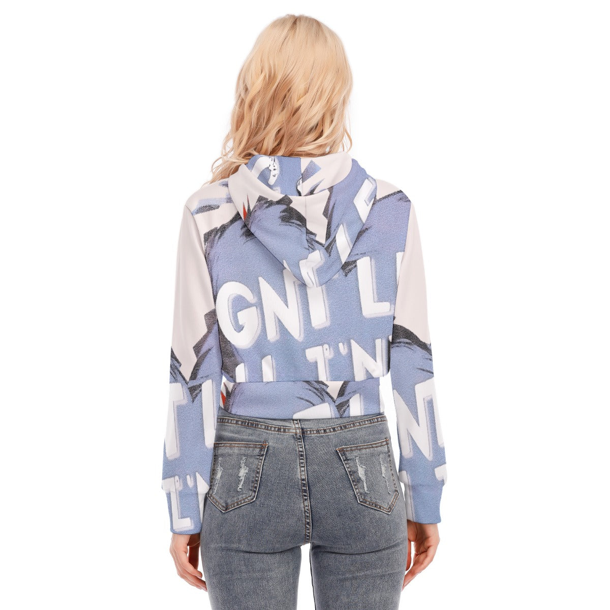 All-Over Print Women's Crop Top Hoodie With Zipper Closure