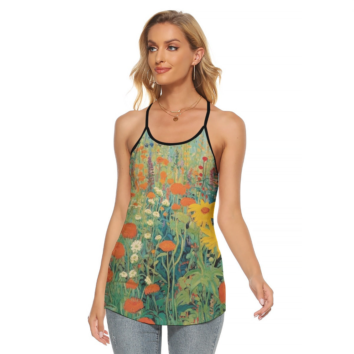 All-Over Print Women's Criss-Cross Open Back Tank Top