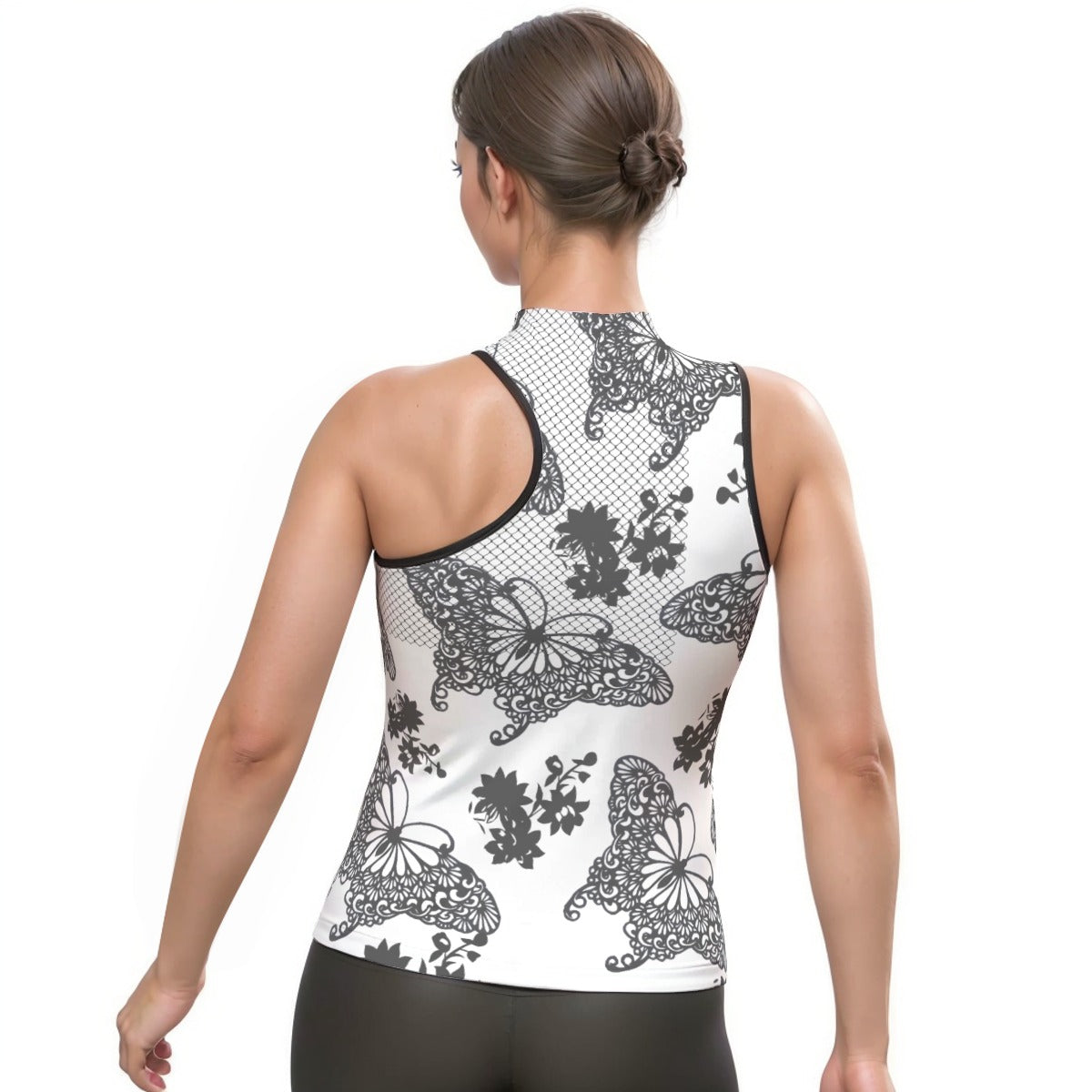All-Over Print Women's Halter Sleeveless Asymmetrical Tank Top