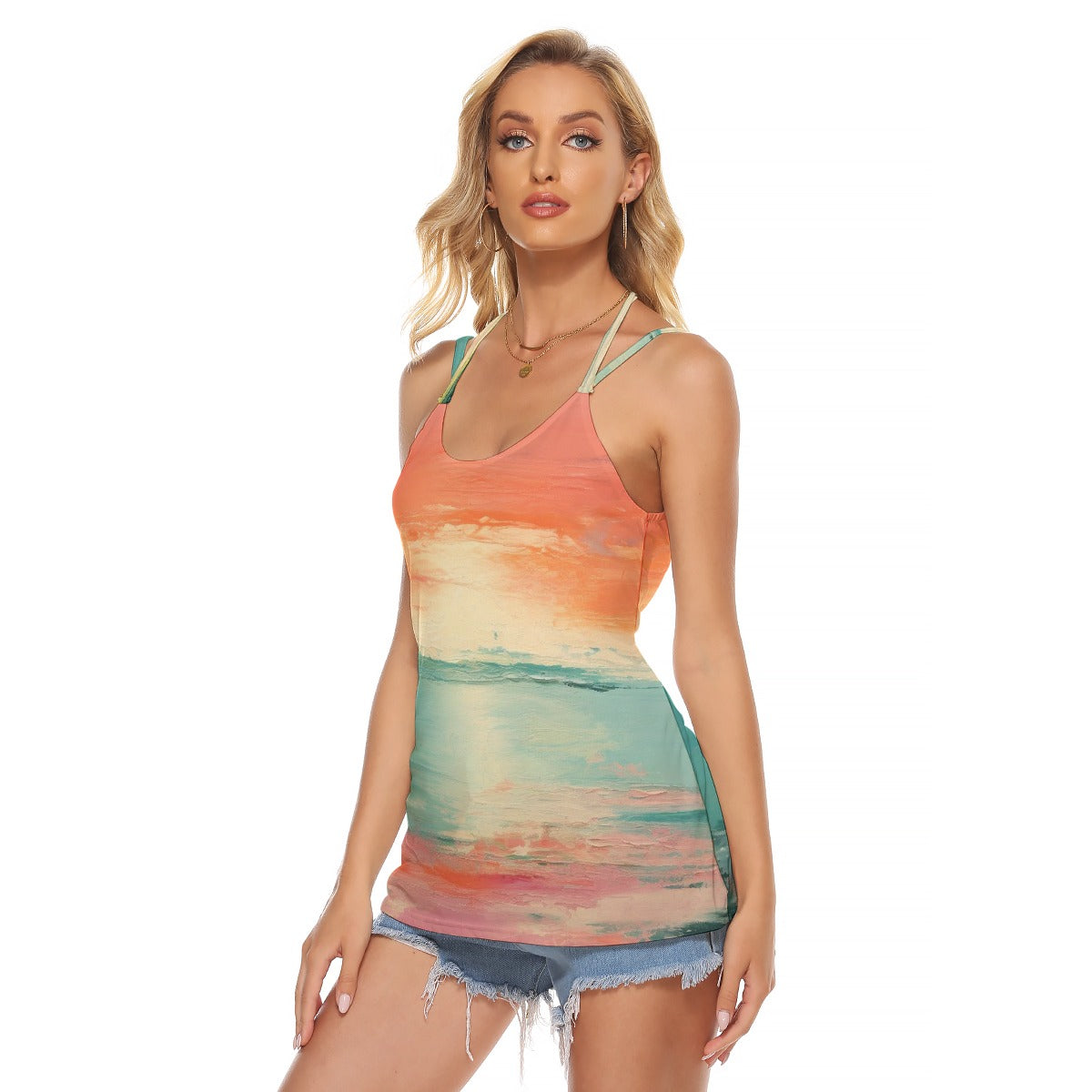 All-Over Print Women's Halter Top With Backless