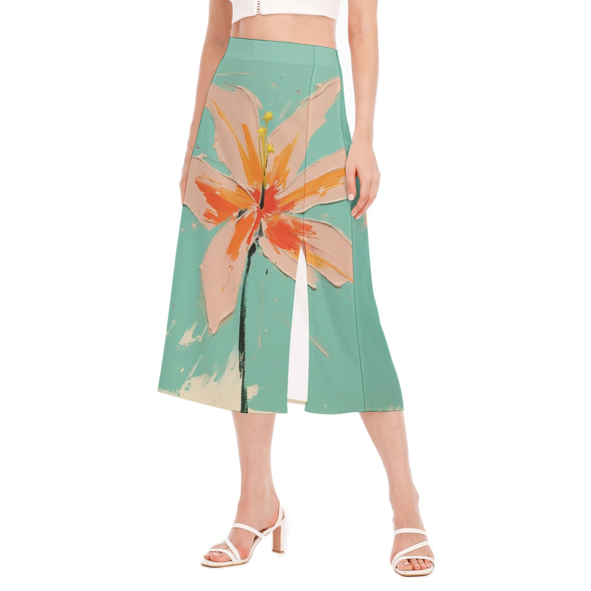 All-Over Print Women's High Slit Long Skirt