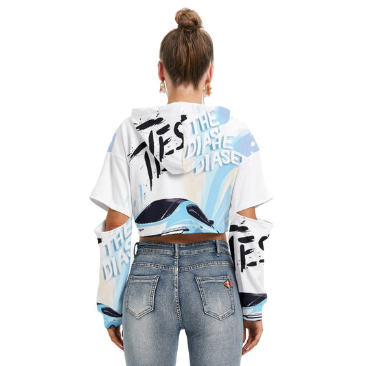 All-Over Print Women's Heavy Fleece Hoodie With Hollow Out Sleeve
