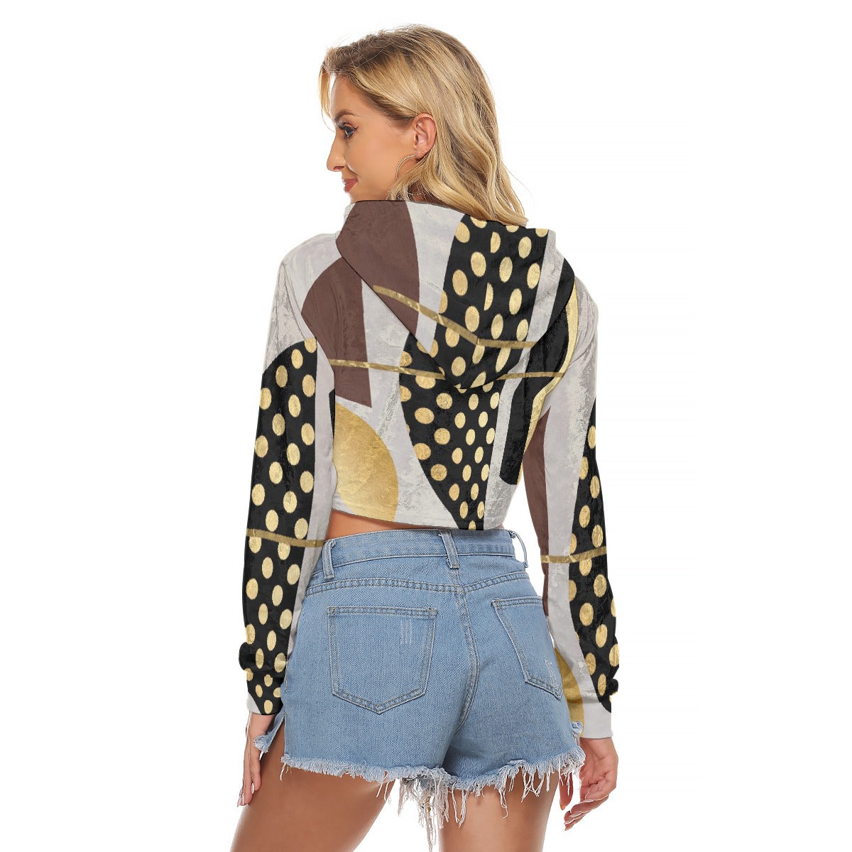 All-Over Print Women's Crop Top Hoodie|Velvet