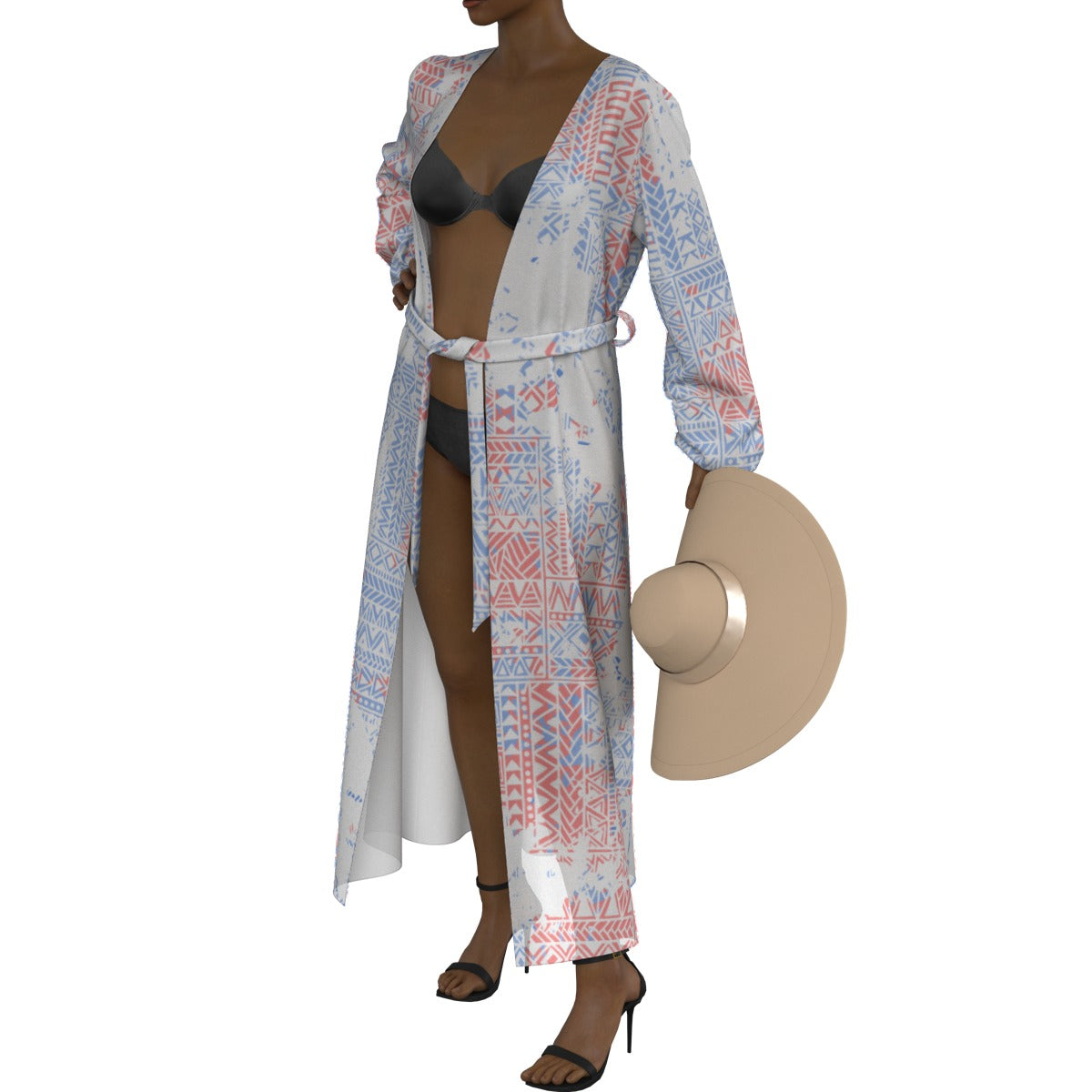 All-Over Print Women's Lace-up Chiffon Robe