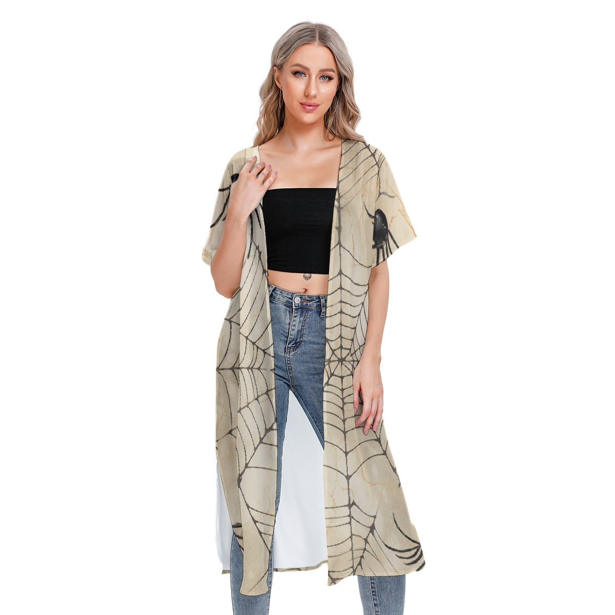 All-Over Print Women's Short Sleeve Cardigan