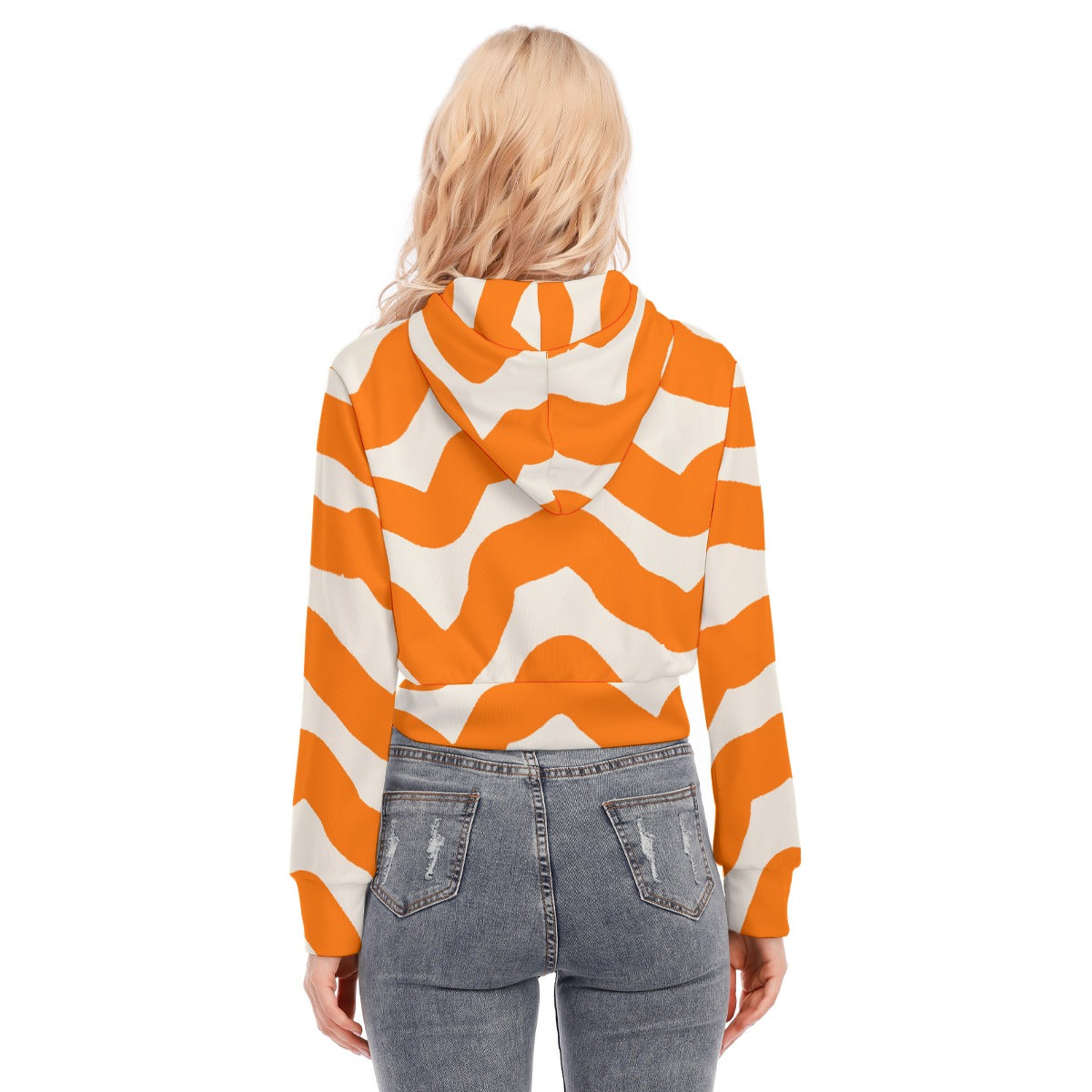All-Over Print Women's Crop Top Hoodie With Zipper Closure