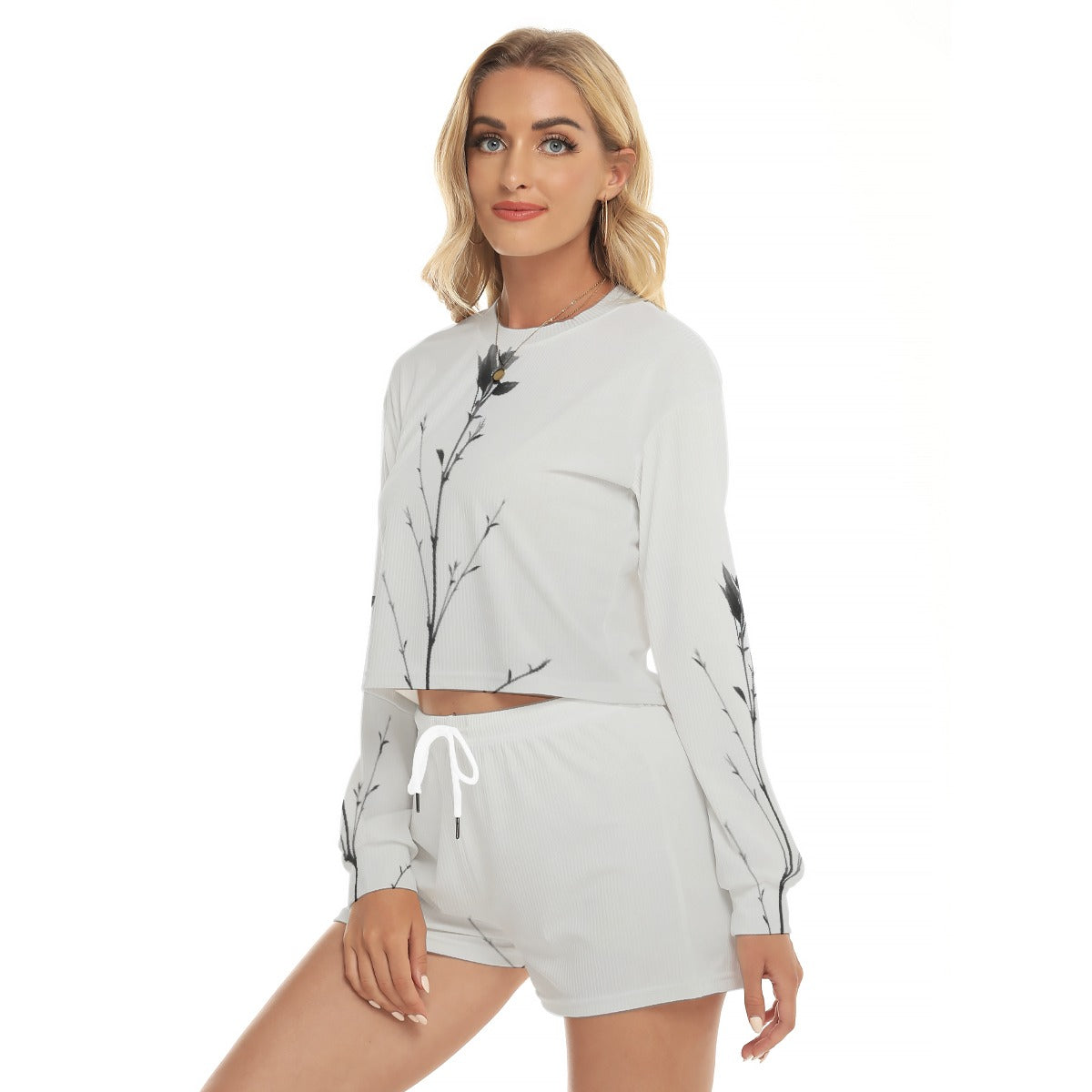 All-Over Print Women's Short Sweatshirt And Pants Suit