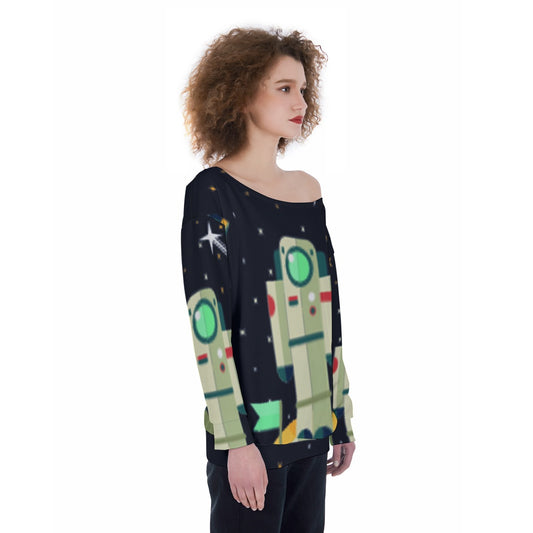 All-Over Print Oversized Women's Off-Shoulder Sweatshirt