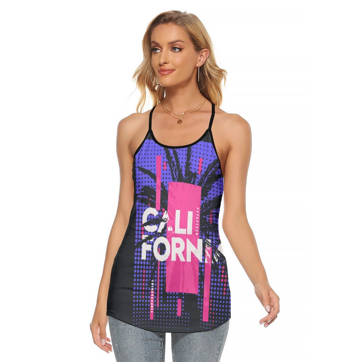 All-Over Print Women's Criss-Cross Open Back Tank Top