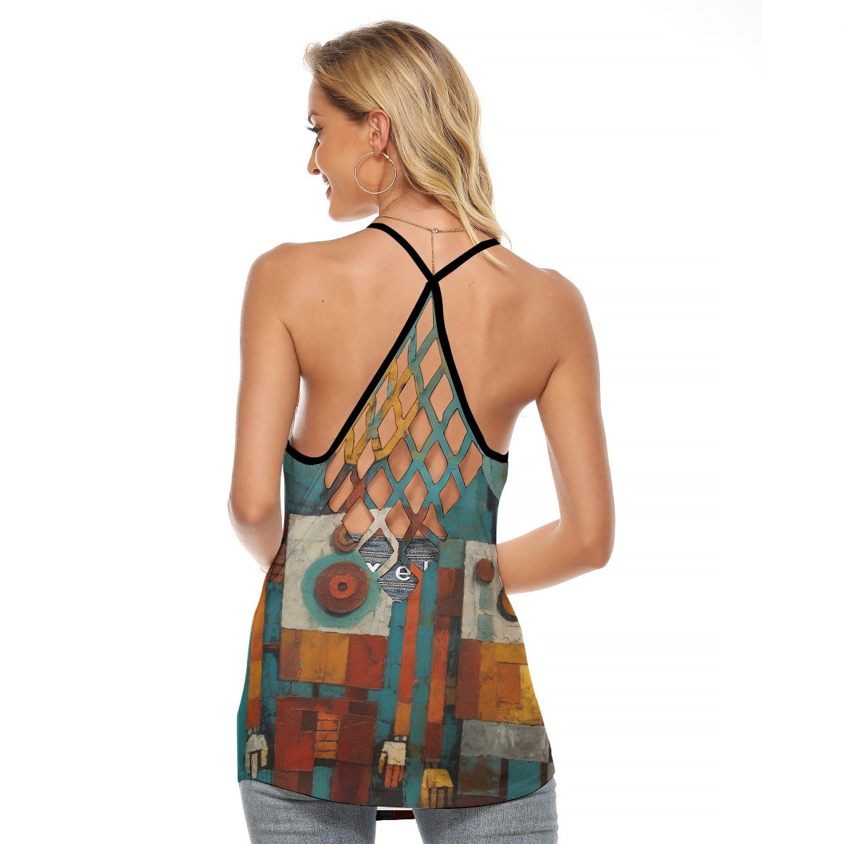 All-Over Print Women's Criss-Cross Open Back Tank Top
