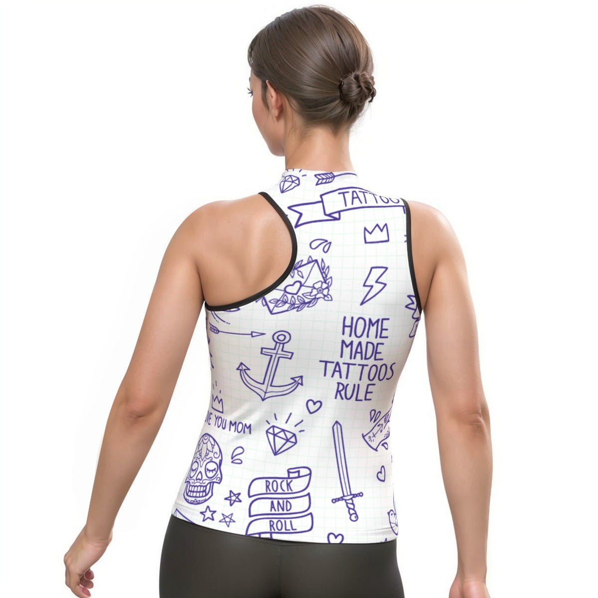 All-Over Print Women's Halter Sleeveless Asymmetrical Tank Top