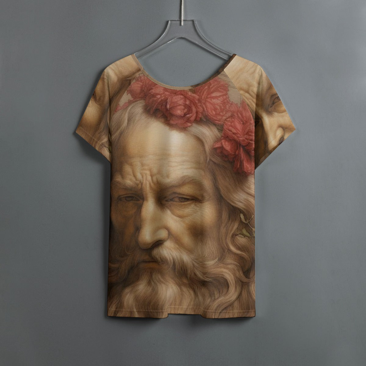 All-Over Print Women's Round Neck T-shirt With Raglan Sleeve