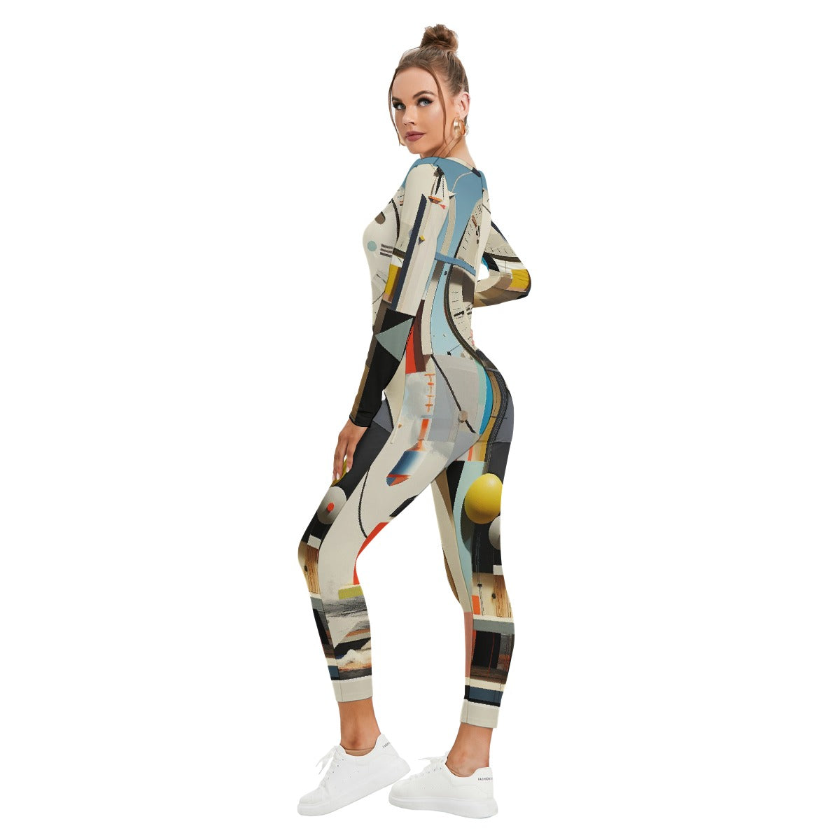 All-Over Print Women's Plunging Neck Jumpsuit