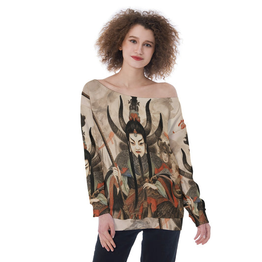 All-Over Print Oversized Women's Off-Shoulder Sweatshirt