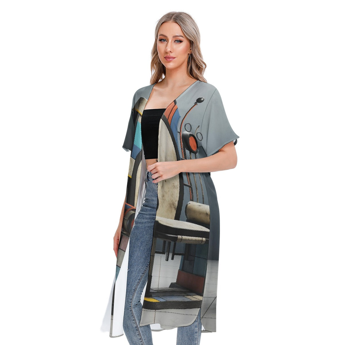 All-Over Print Women's Short Sleeve Cardigan