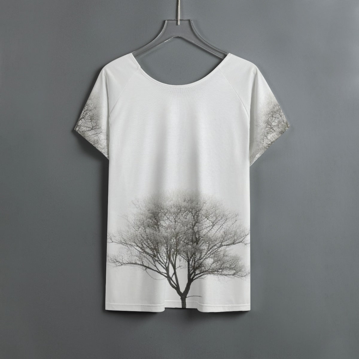 All-Over Print Women's Round Neck T-shirt With Raglan Sleeve