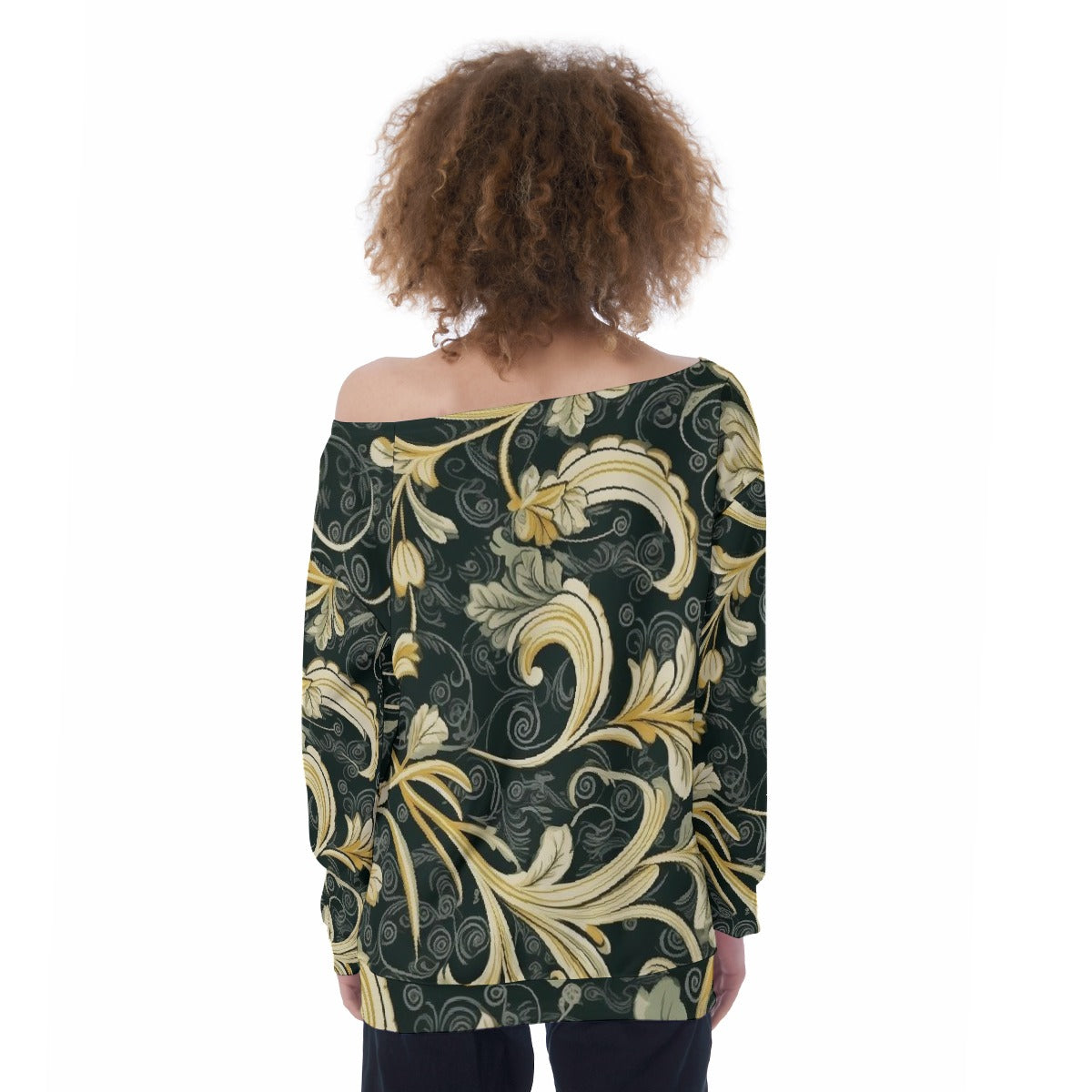 All-Over Print Oversized Women's Off-Shoulder Sweatshirt