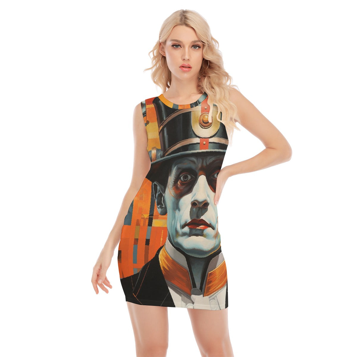 All-Over Print Women's O-neck Sleeveless Hip Skirt