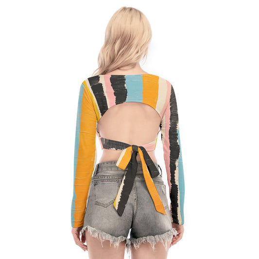 All-Over Print Women's Back Hollow T-shirt With Strap