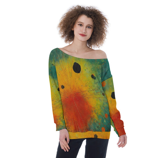 All-Over Print Oversized Women's Off-Shoulder Sweatshirt