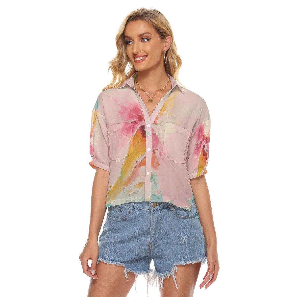 All-Over Print Women's V-neck Shirts