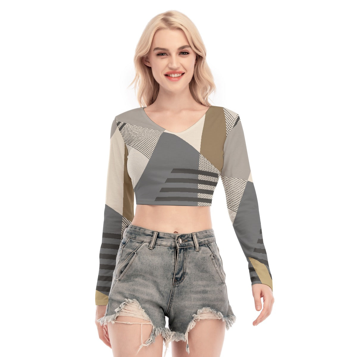 All-Over Print Women's Back Hollow T-shirt With Strap