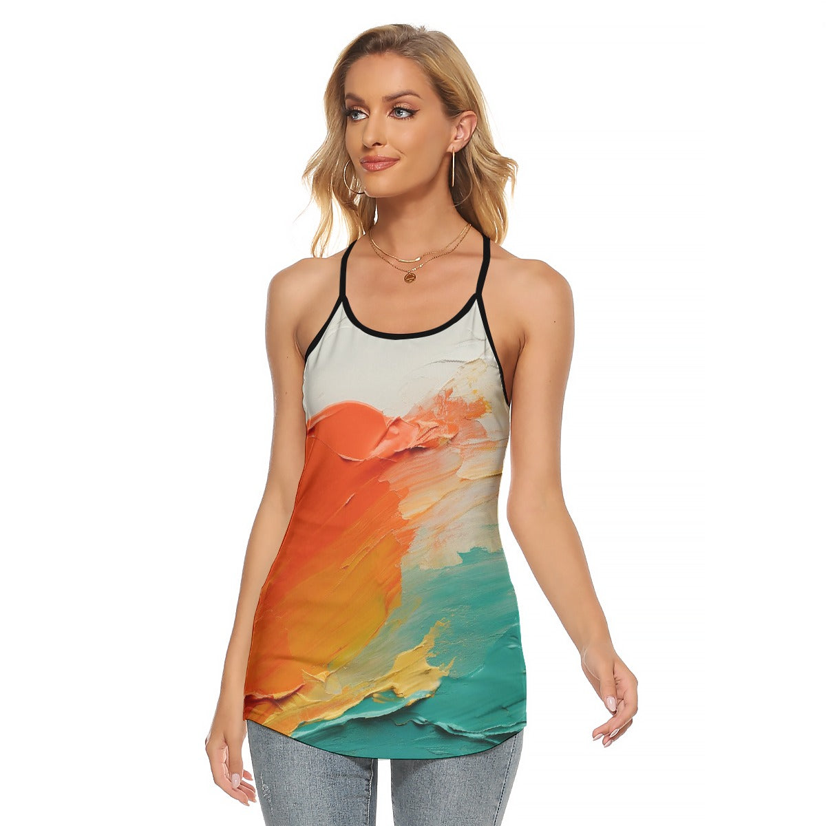 All-Over Print Women's Criss-Cross Open Back Tank Top