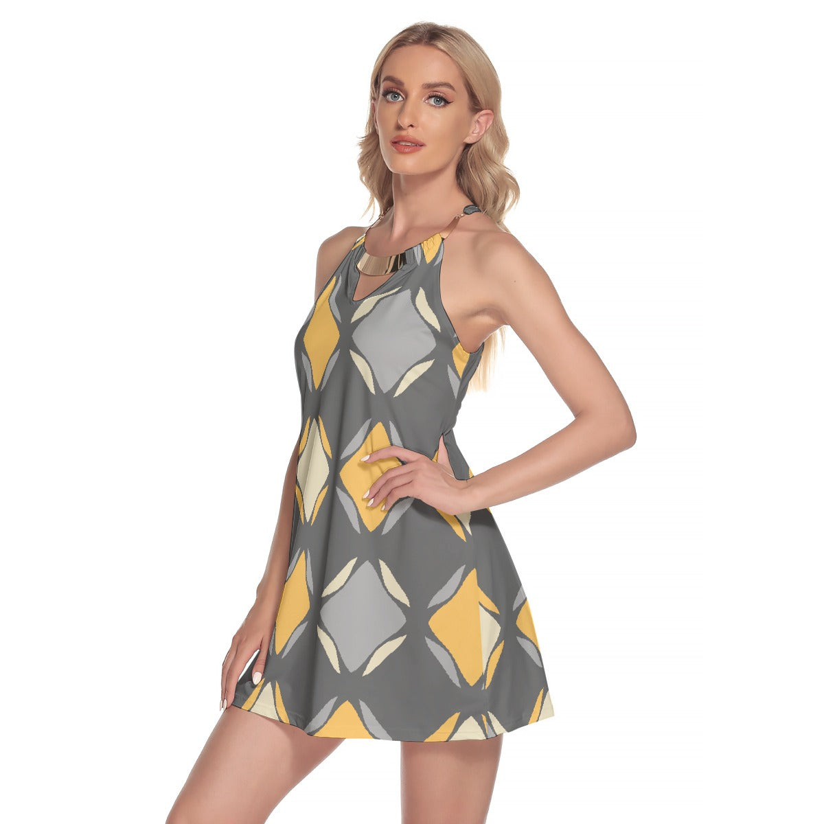 All-Over Print Women's Round Neck Above Knee Dress