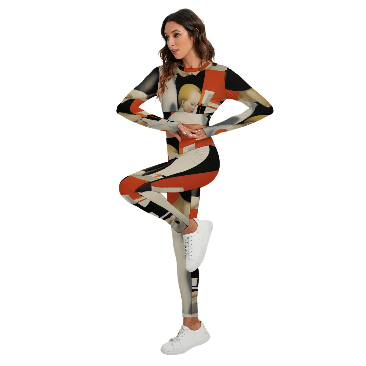 All-Over Print Women's Sport Set With Backless Top And Leggings