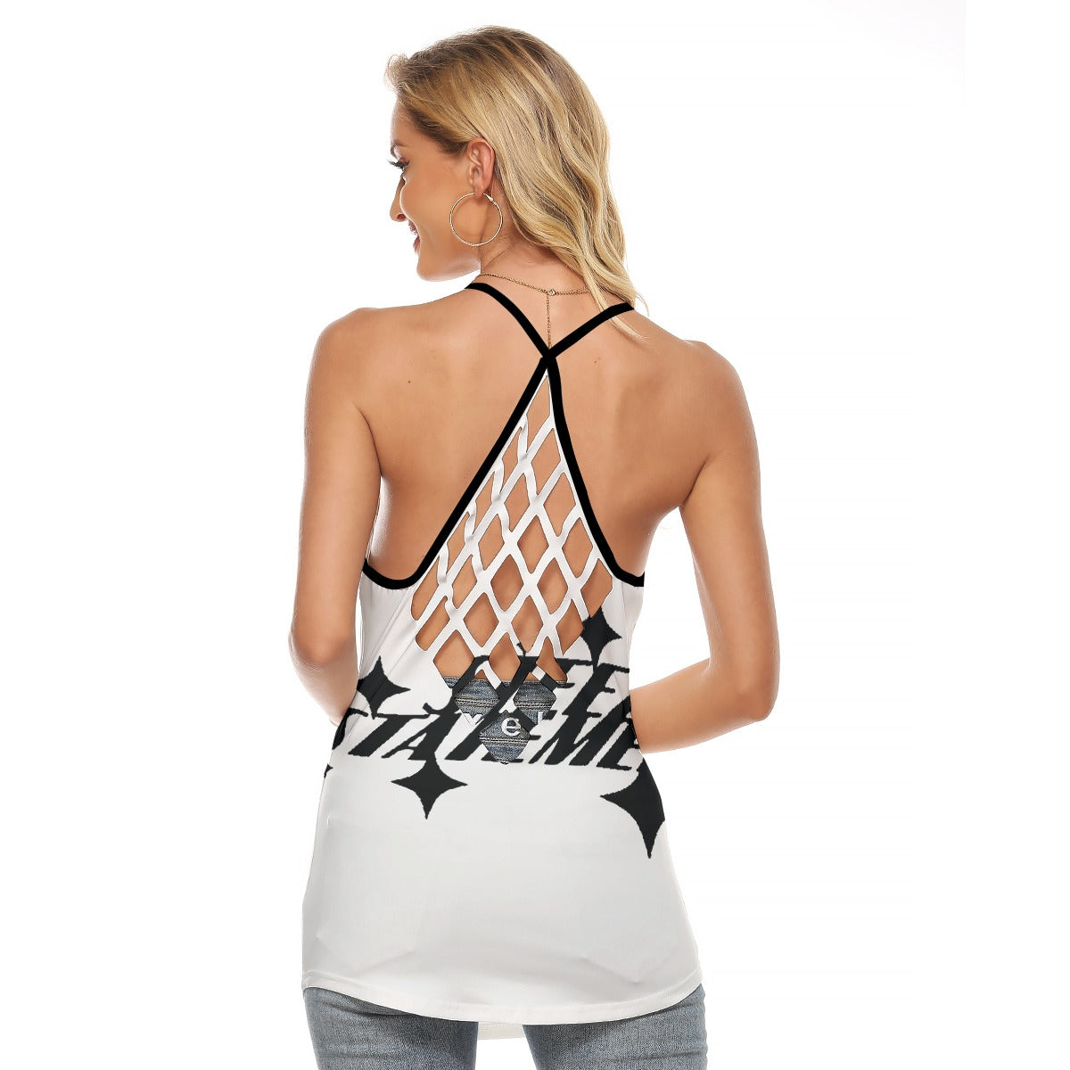 All-Over Print Women's Criss-Cross Open Back Tank Top
