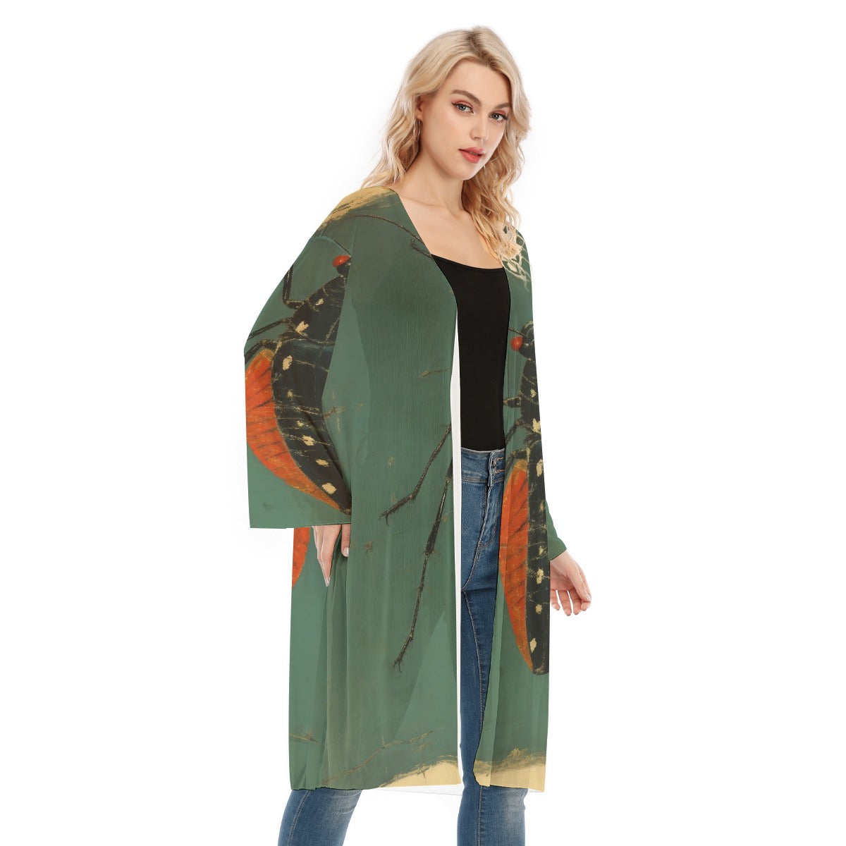 All- Over Print Women's Long Sleeve Mesh Cardigan