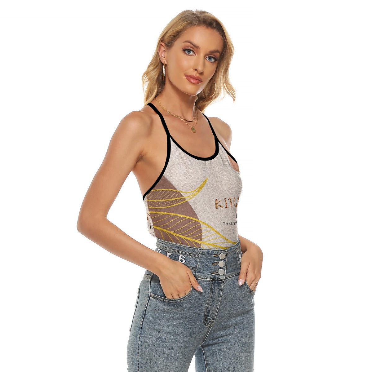 All-Over Print Women's Criss-Cross Open Back Tank Top