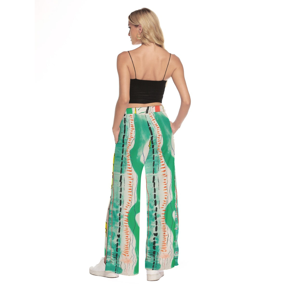 All-Over Print Women's Side Slit Snap Button Trousers