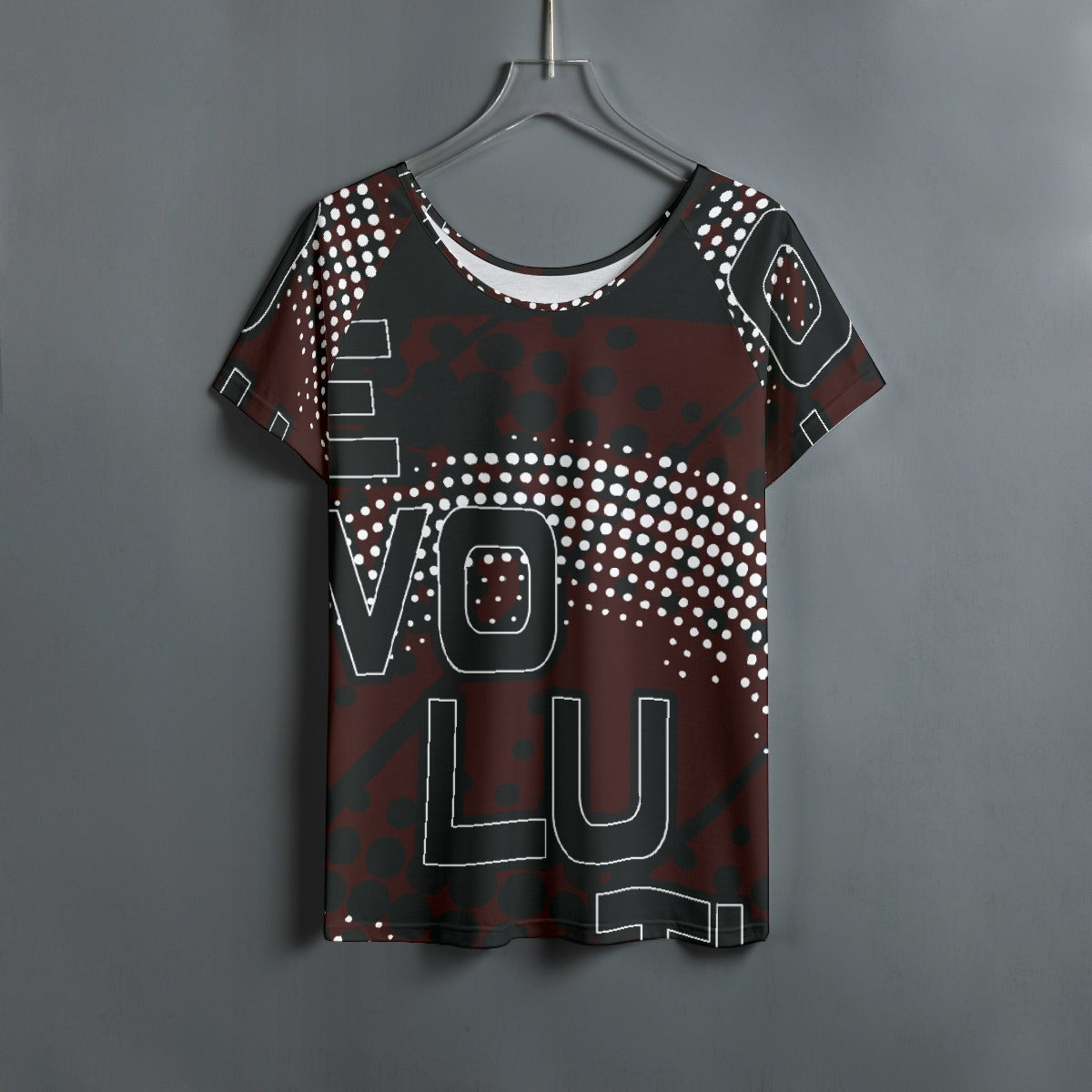 All-Over Print Women's Round Neck T-shirt With Raglan Sleeve