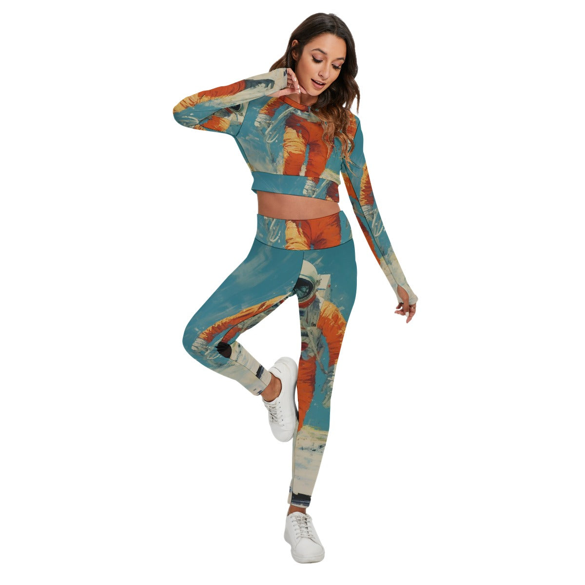All-Over Print Women's Sport Set With Backless Top And Leggings