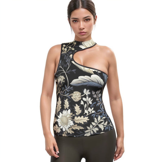 All-Over Print Women's Halter Sleeveless Asymmetrical Tank Top