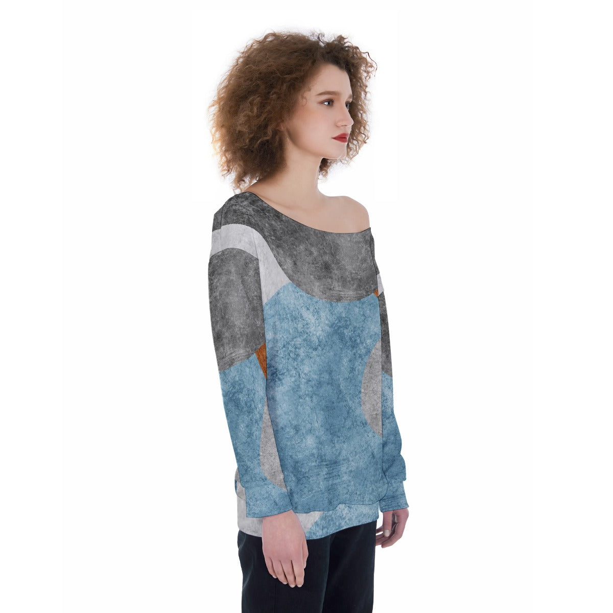 All-Over Print Oversized Women's Off-Shoulder Sweatshirt
