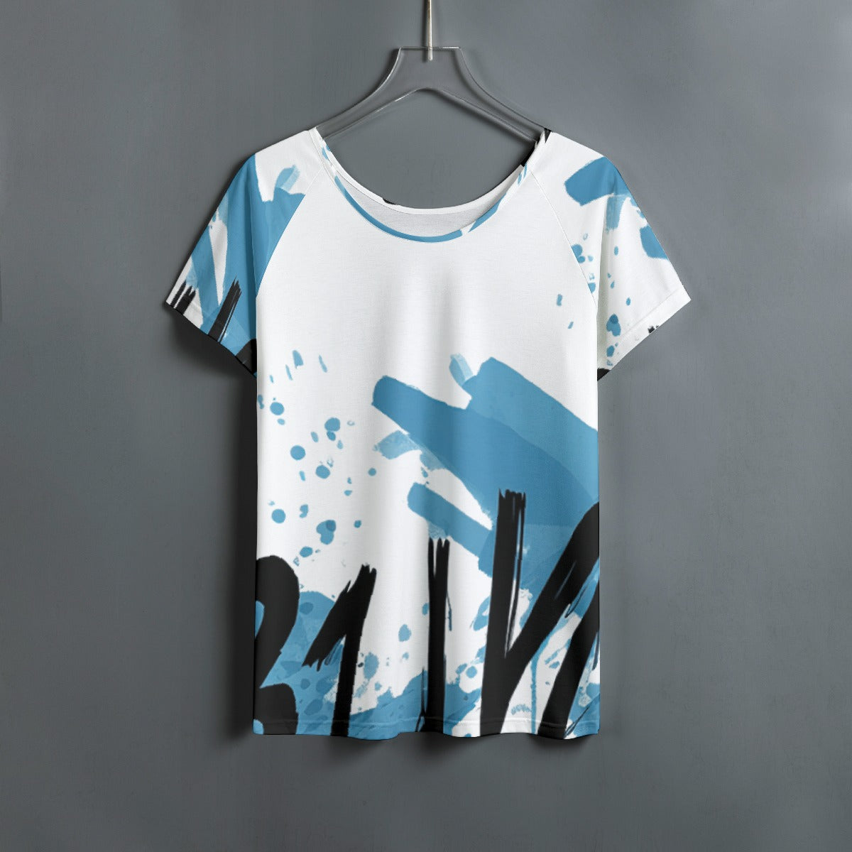 All-Over Print Women's Round Neck T-shirt With Raglan Sleeve